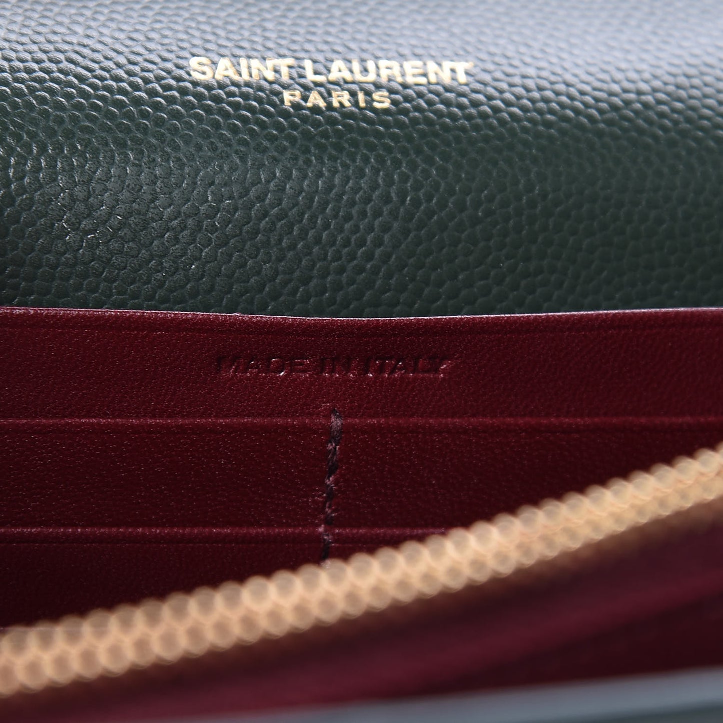 Grain De Poudre Monogram Cassandra Chain Wallet Vert Fonce