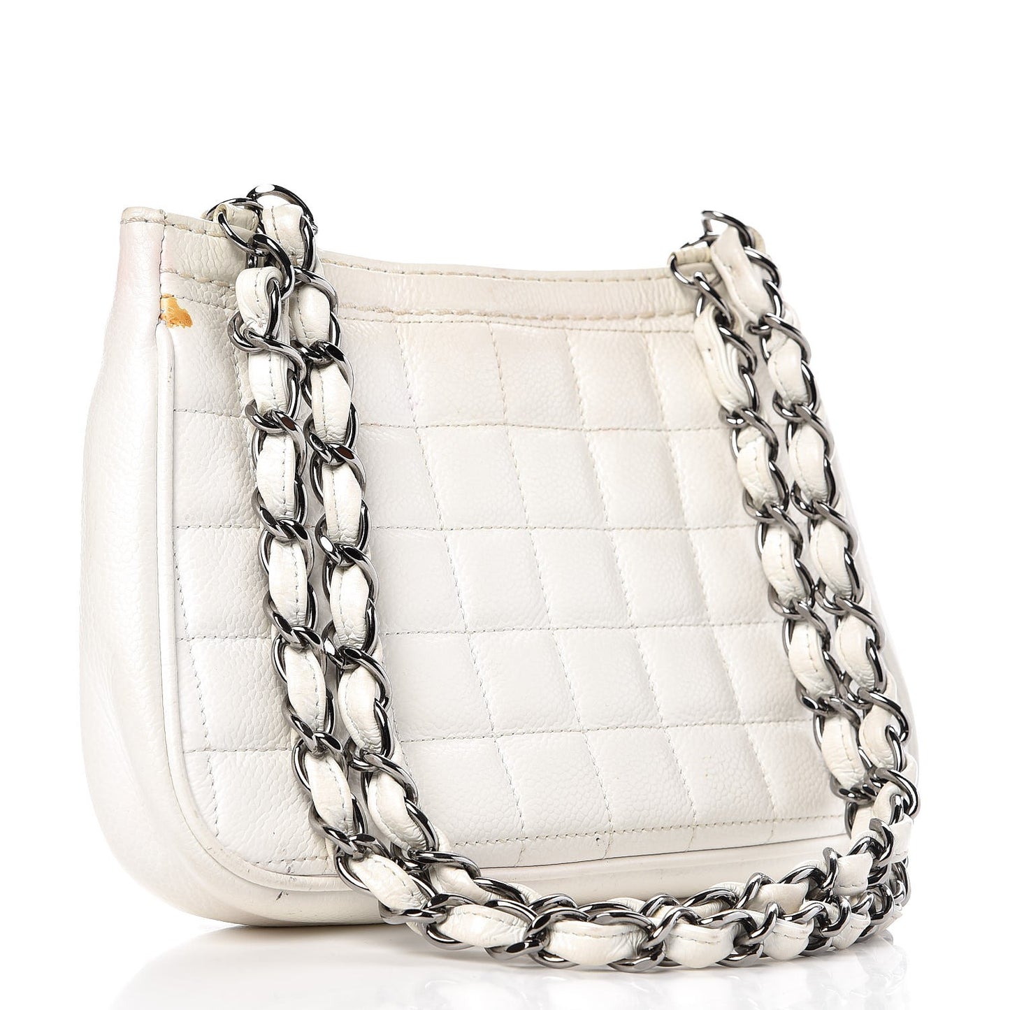Caviar Square Quilted Shoulder Bag White