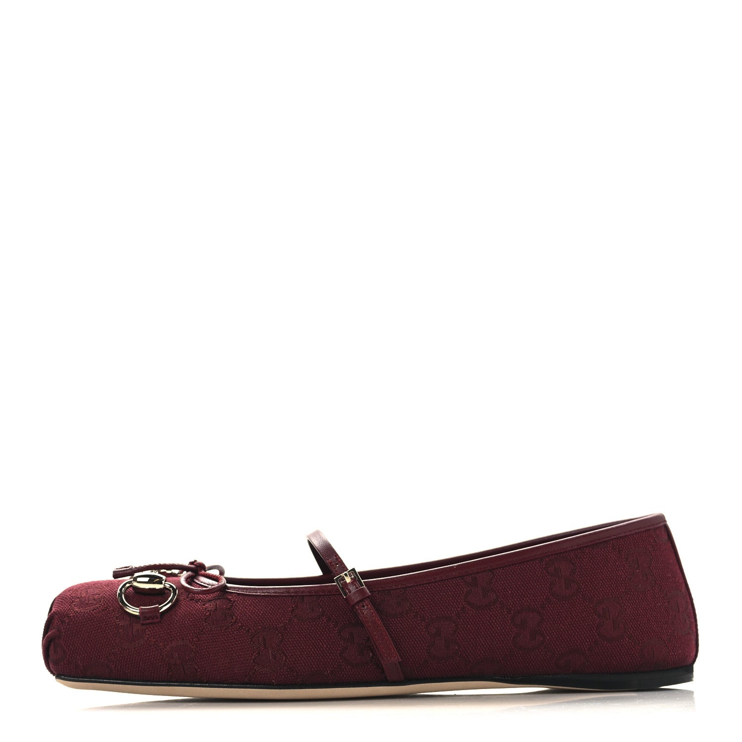 Gucci GG Monogram Horsebit Ballet Flats 38.5 Rosso Ancora 1 of 9