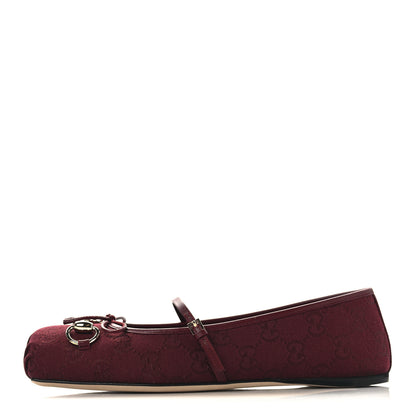 Gucci GG Monogram Horsebit Ballet Flats 38.5 Rosso Ancora 1 of 9