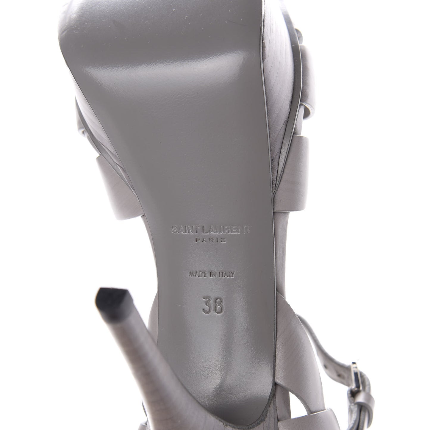 Calfskin Tribute 75 Platform Sandals 38 Oyster Gray