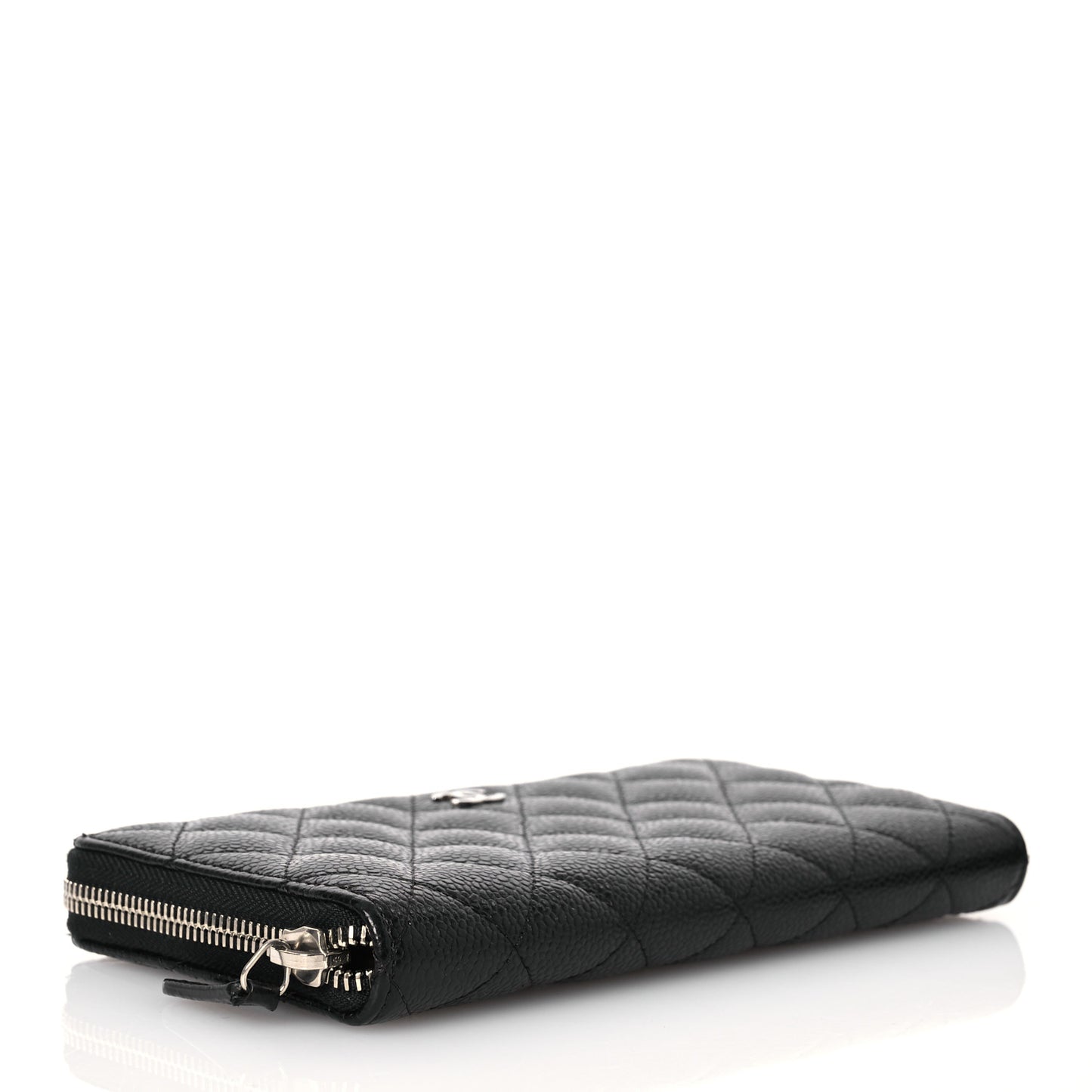 Caviar Quilted Large Gusset Zip Around Wallet Black