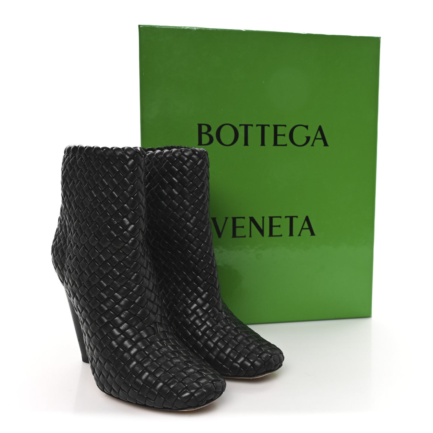 Nappa Padded Intreccio Canalazzo Ankle Boots 38 Black