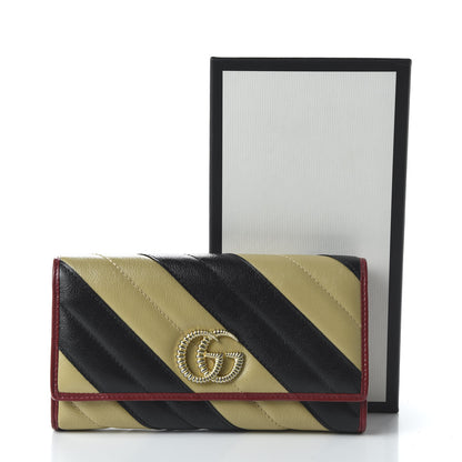 Gucci Azalea Calfskin Matelasse Diagonal Patchwork Torchon GG Marmont Continental Wallet Black Beige Romantic Cerise 11 of 11