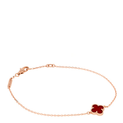 Van Cleef & Arpels 18K Rose Gold Carnelian Sweet Alhambra Bracelet 1 of 5