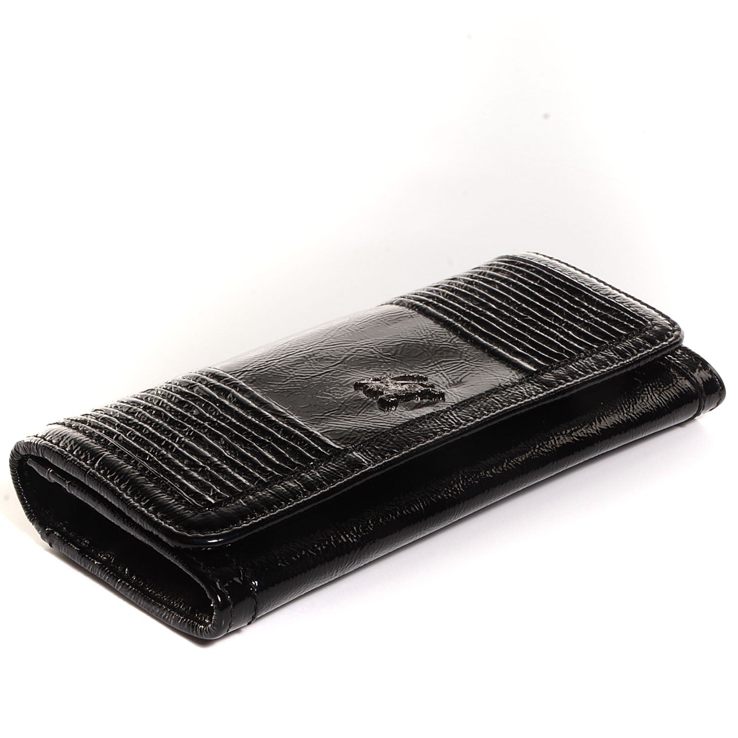 Burberry Crinkled Patent Continental Wallet Black 5 of 9