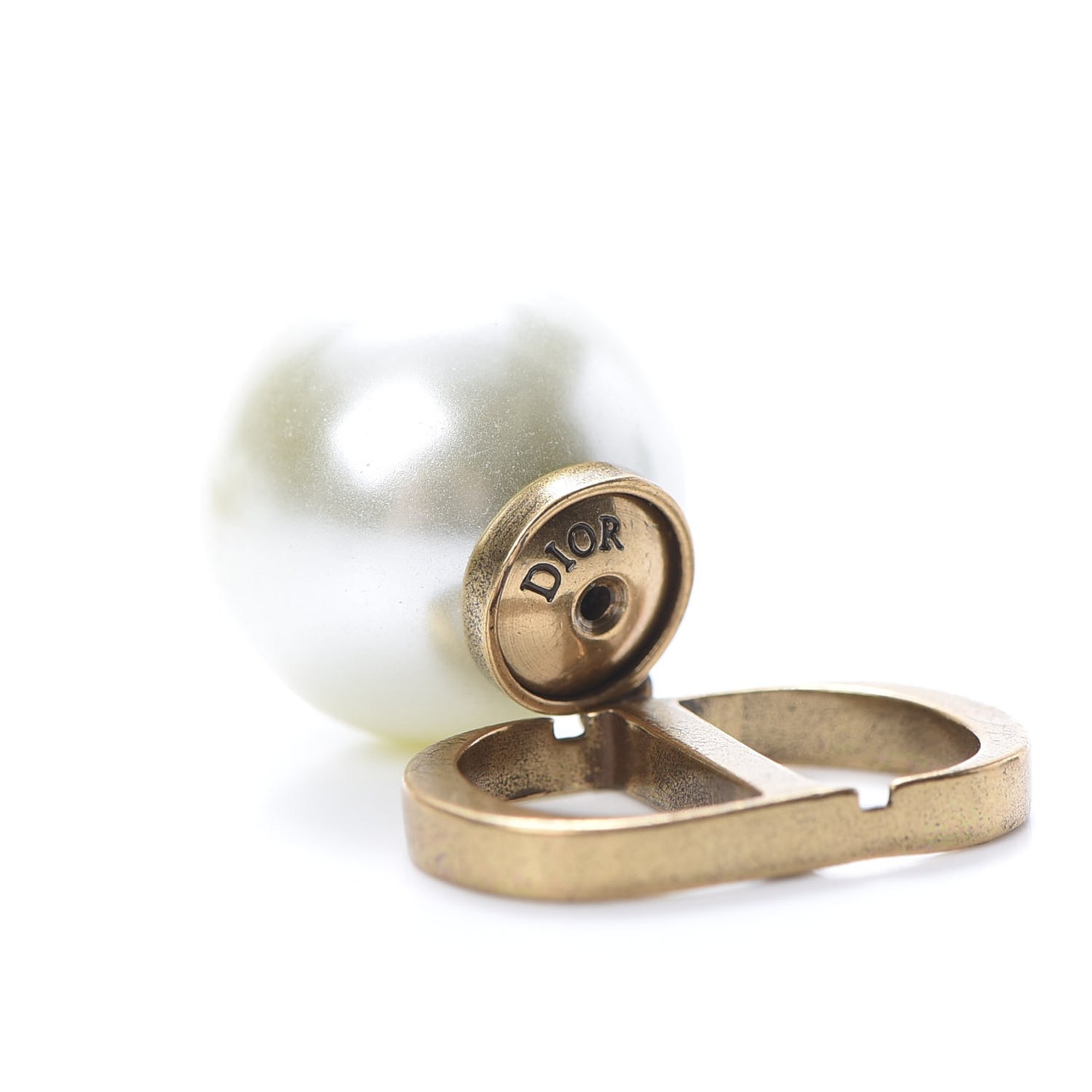 Pearl Logo Drop Earrings Gold