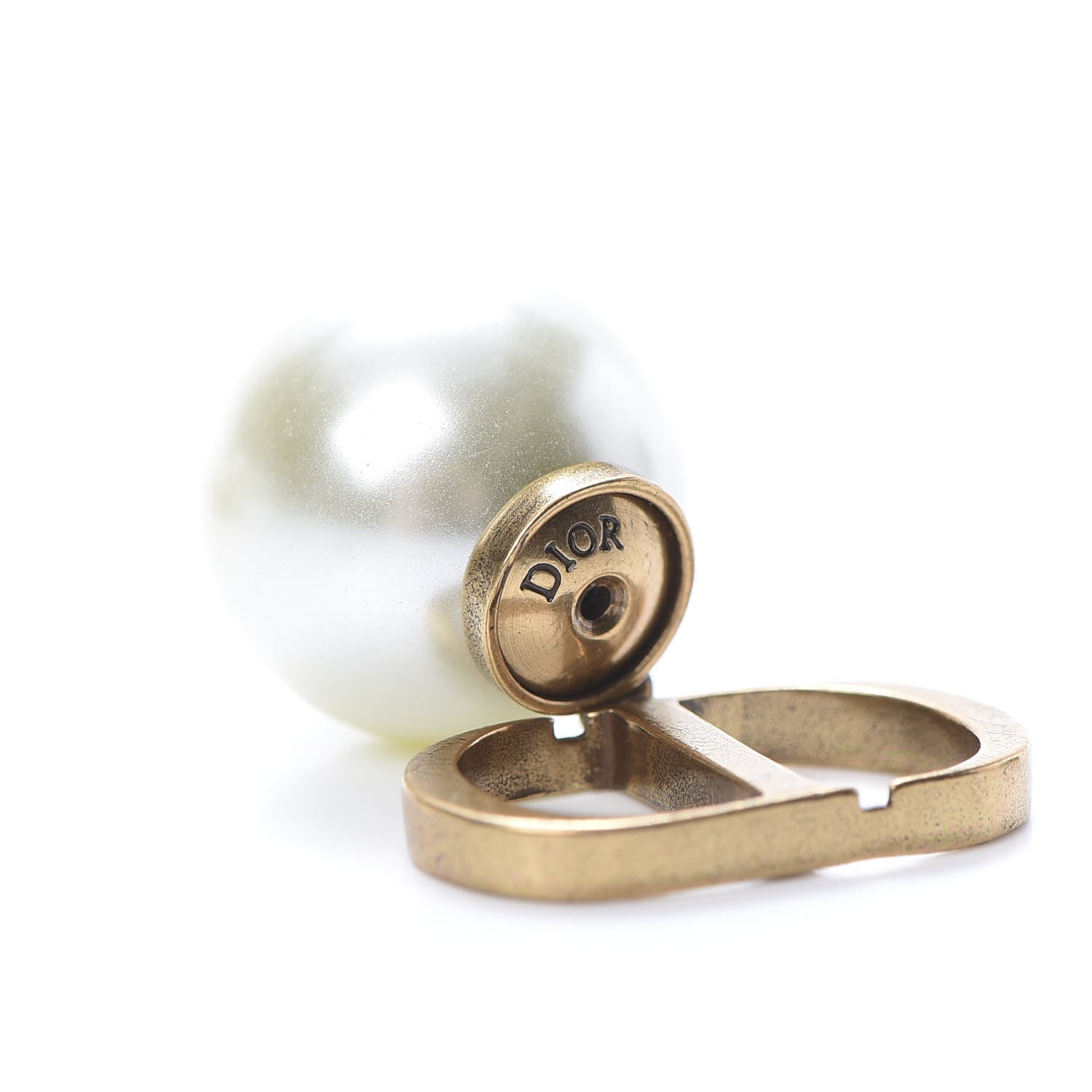 Christian Dior Pearl Logo Drop Earrings Gold 4 of 4