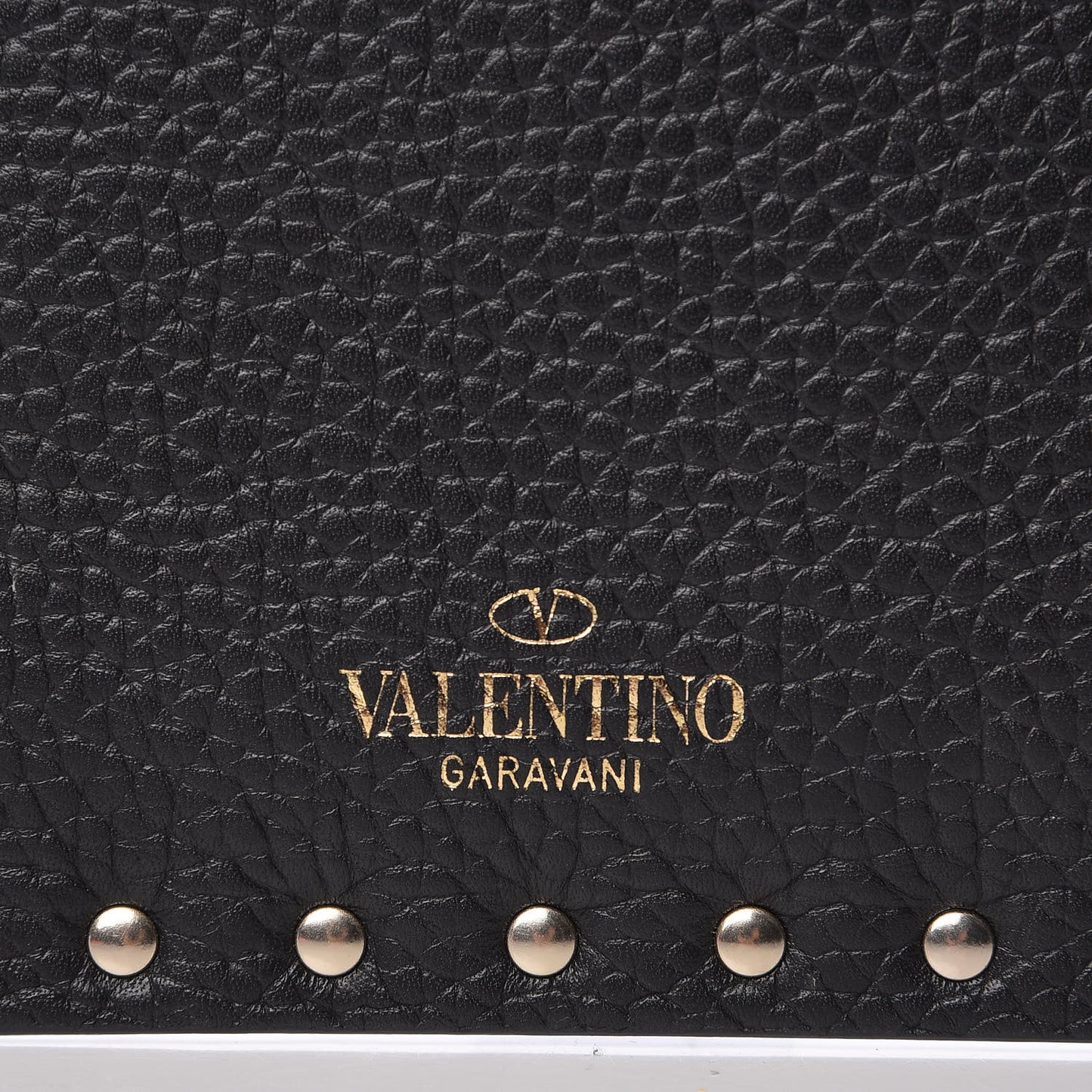 Pebbled Calfskin Large Rockstud Envelope Clutch Black