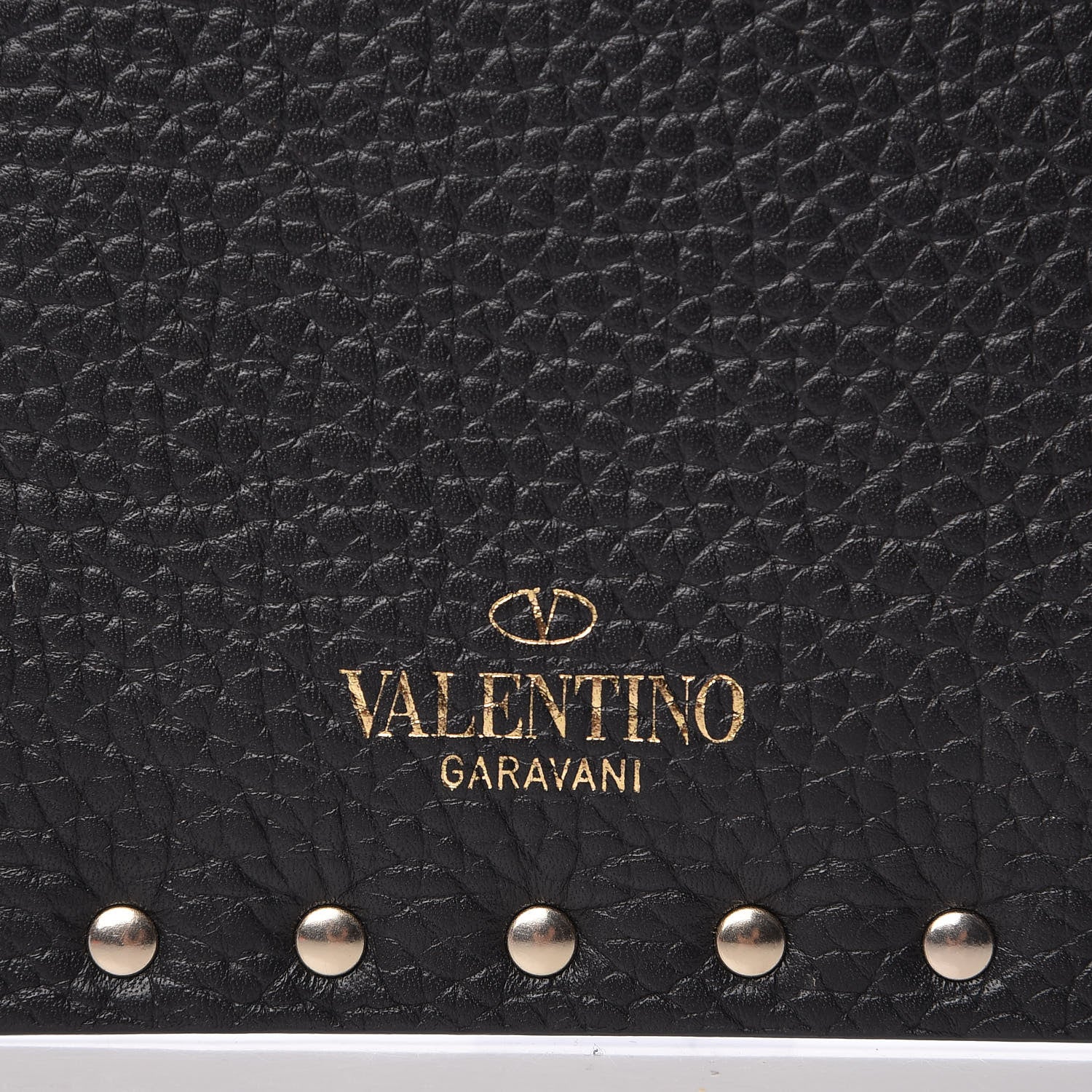 Valentino Garavani Pebbled Calfskin Large Rockstud Envelope Clutch Black 6 of 11