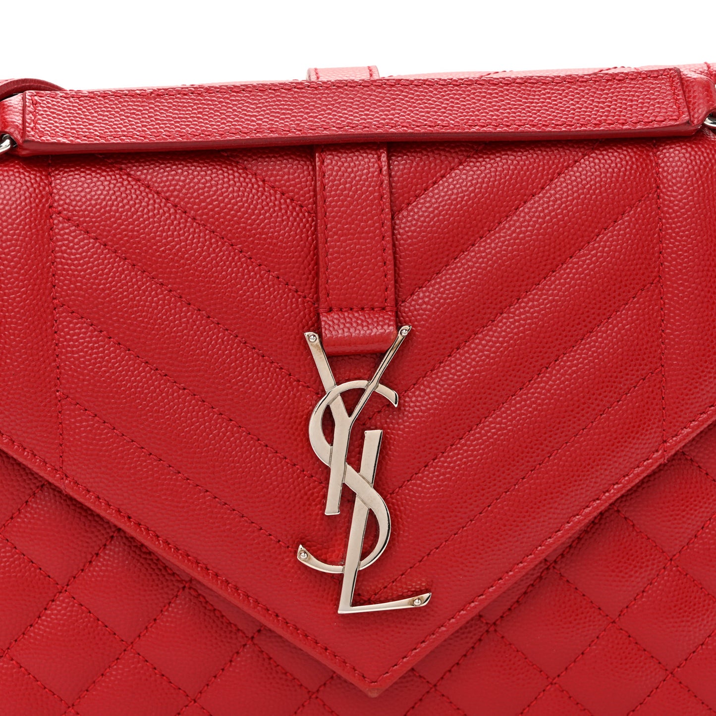 Grain De Poudre Textured Mixed Matelasse Triquilt Medium Monogram Satchel New Red