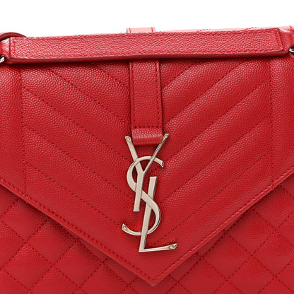Saint Laurent Grain De Poudre Textured Mixed Matelasse Triquilt Medium Monogram Satchel New Red 7 of 10