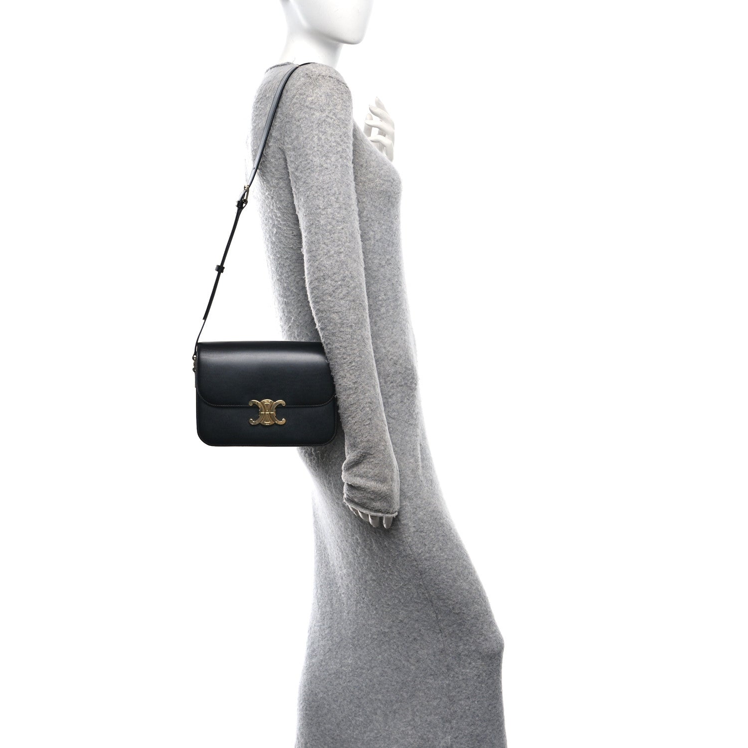 Celine Shiny Calfskin Medium Triomphe Black 2 of 11