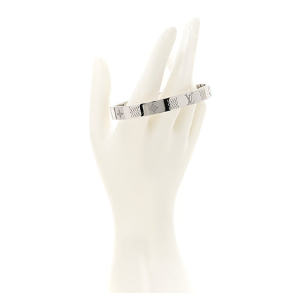Louis Vuitton Brass Palladium Plated Damier Staples Cuff L Silver 2 of 5