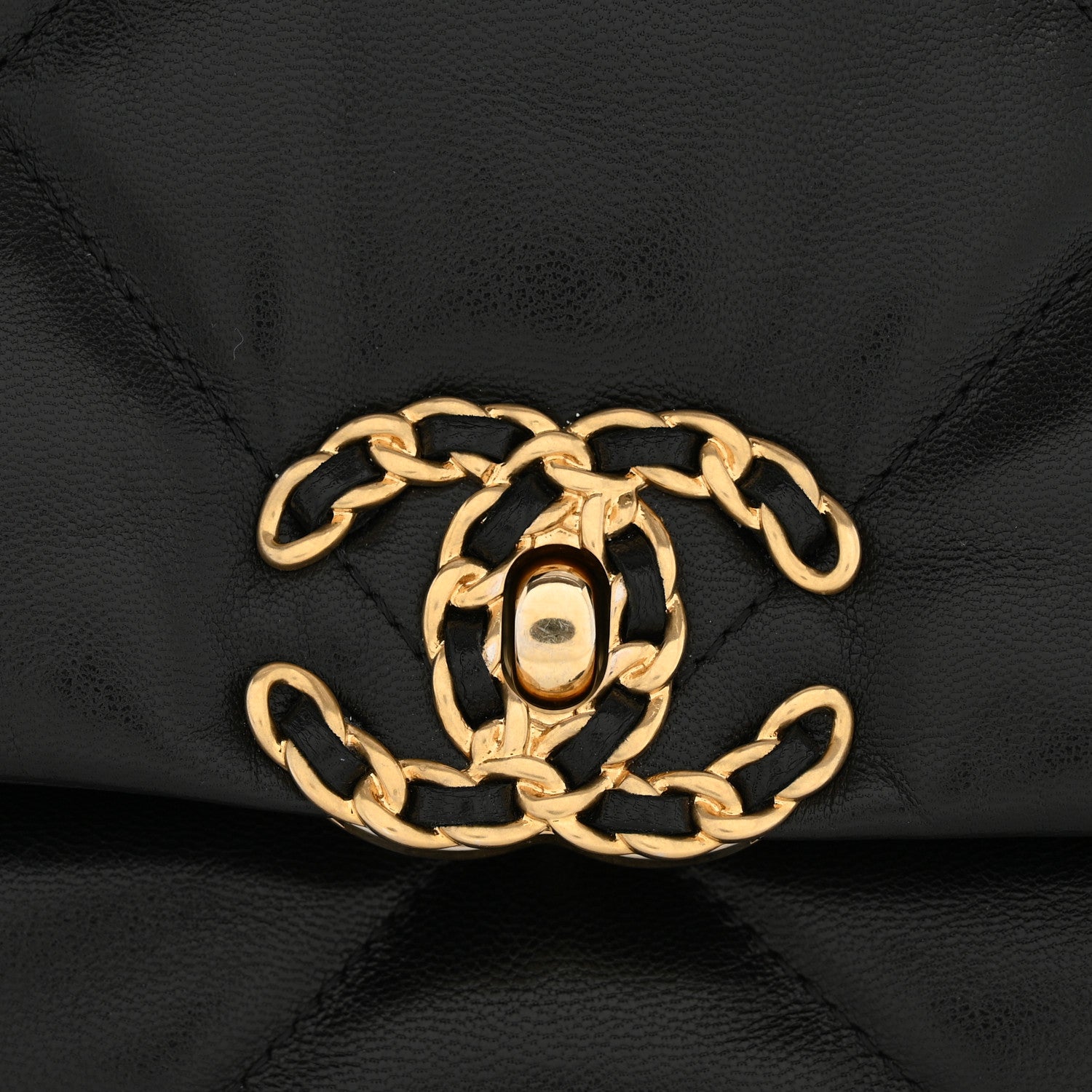 Chanel Shiny Goatskin Quilted Large Chanel 19 Flap Black 12 of 13