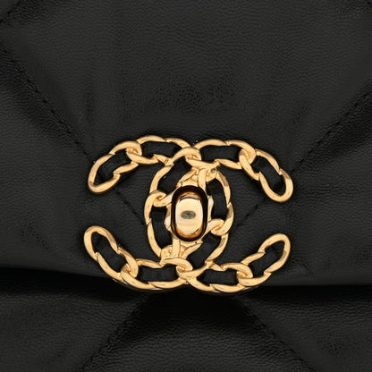 Chanel Shiny Goatskin Quilted Large Chanel 19 Flap Black 12 of 13