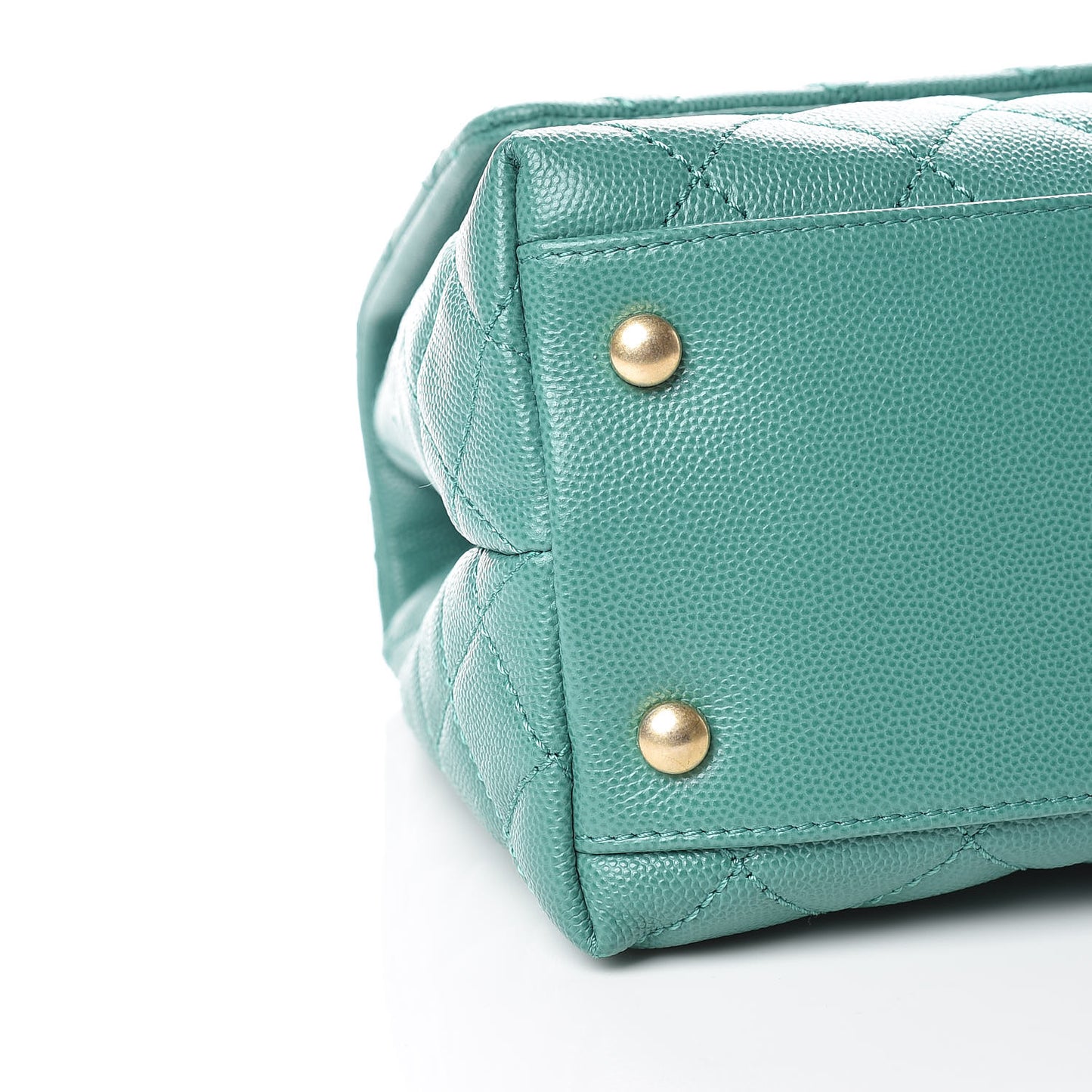 Caviar Lizard Quilted Small Coco Handle Flap Green