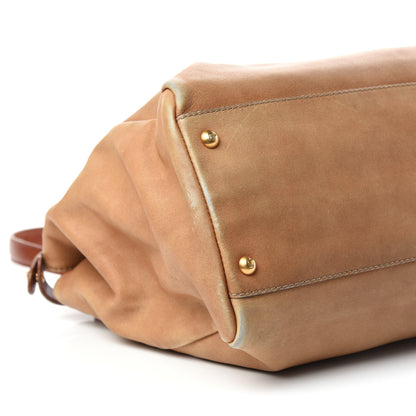 Fendi Vitello Saddle Denim Large Peekaboo Iconic Satchel Brown 7 of 9
