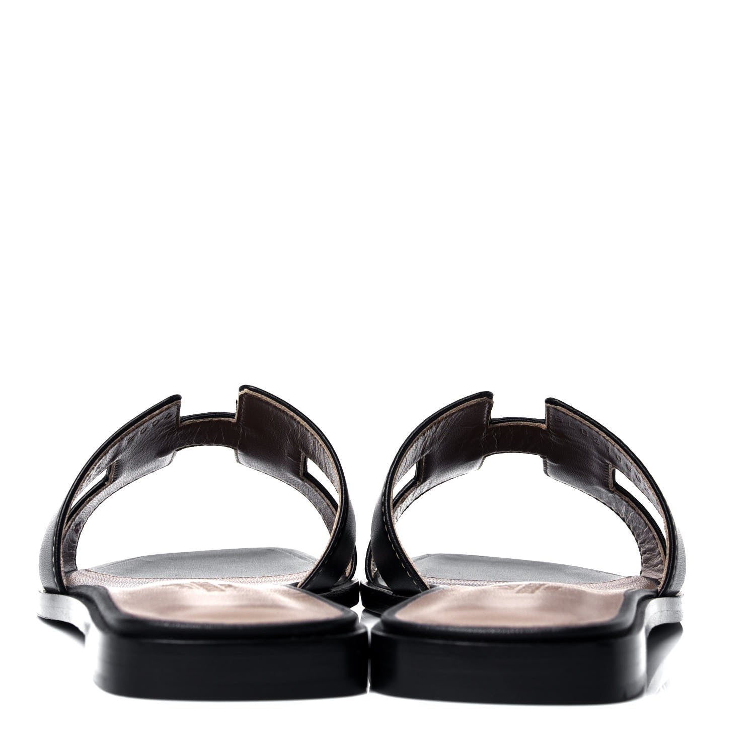 Hermes Box Calfskin Oran Sandals 36.5 Black 6 of 10