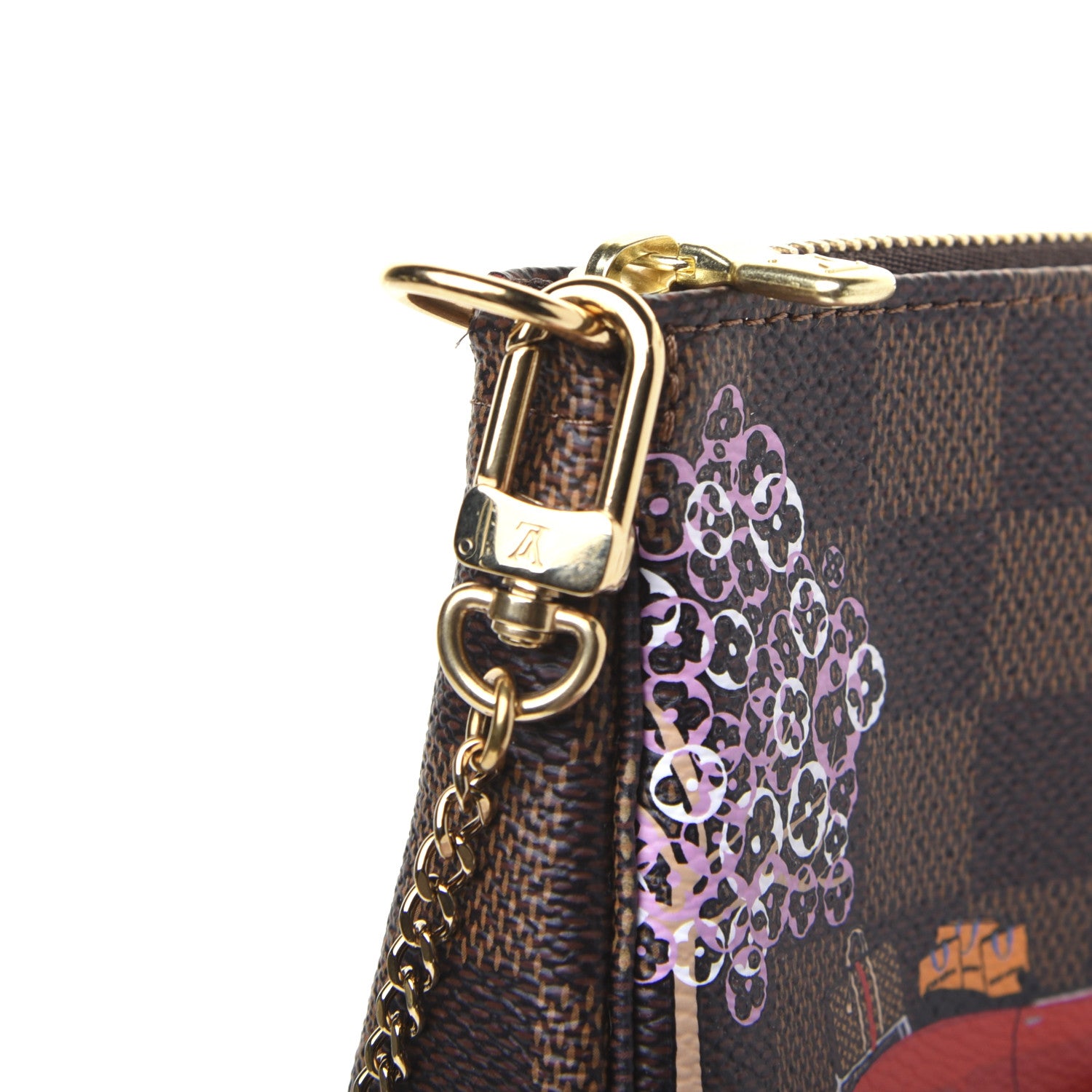 Louis Vuitton Damier Ebene 2019 Christmas Animation Mini Pochette Accessories Red 10 of 11