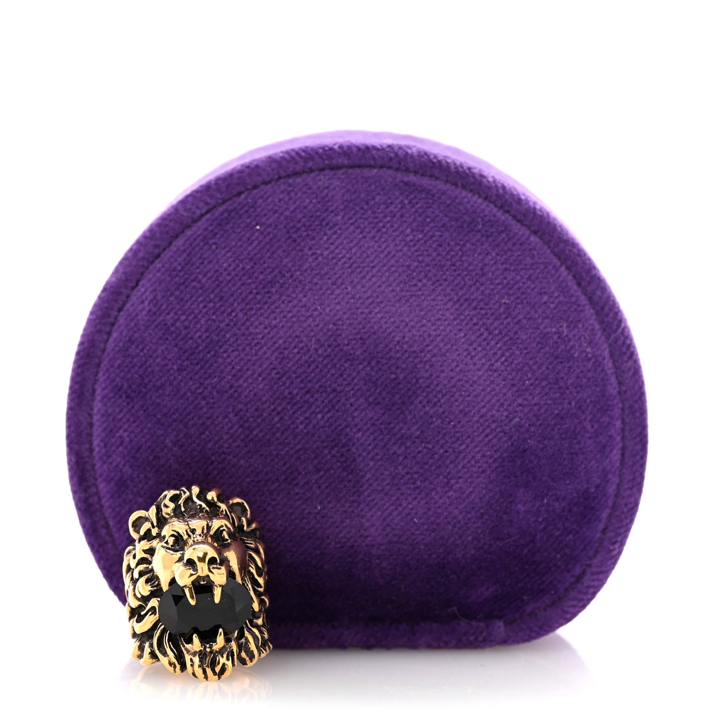 Metal Crystal Lion Head Ring 56 7.5 Black Aged Gold