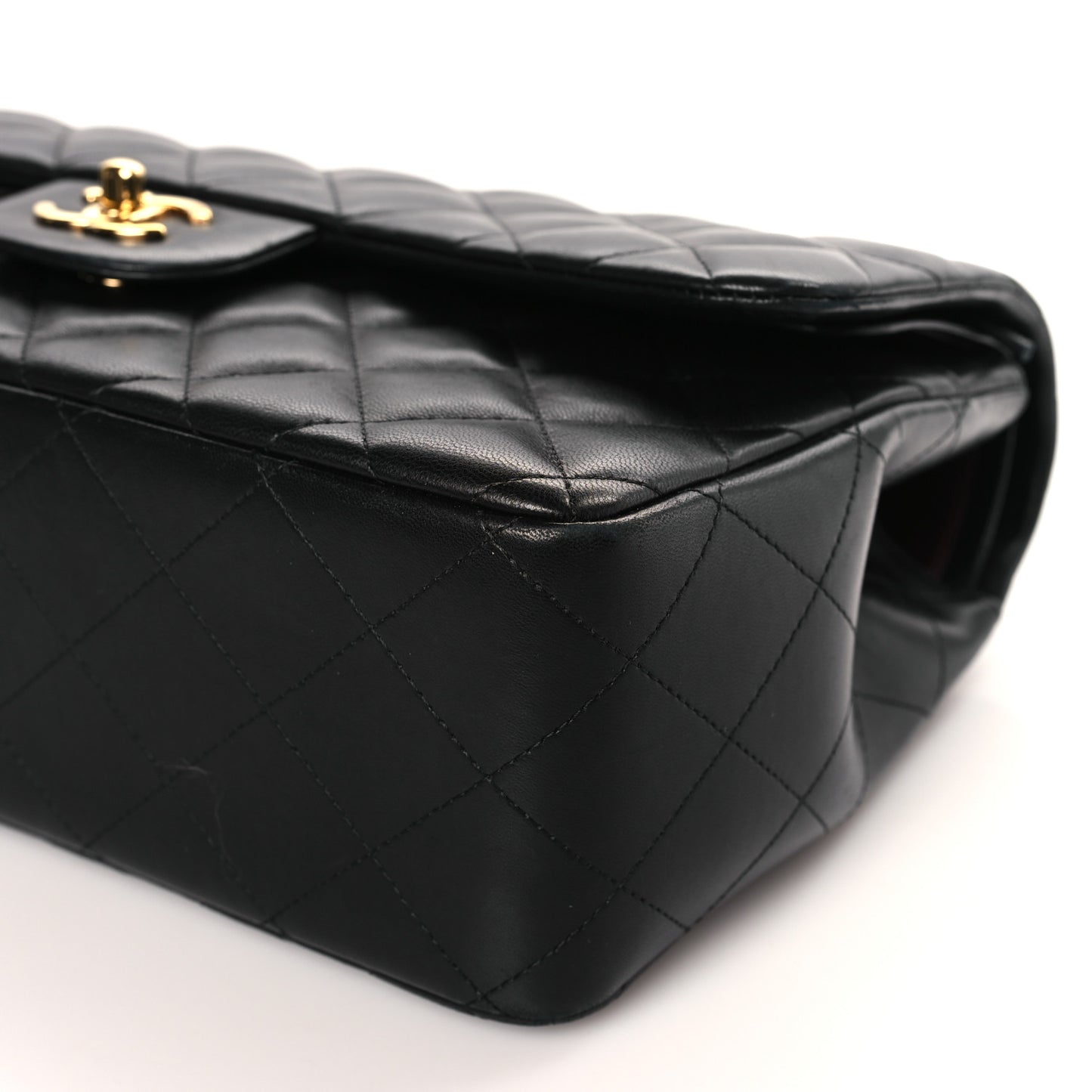 Lambskin Quilted Jumbo Double Flap Black