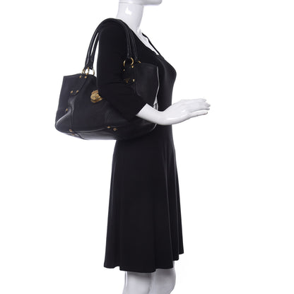 Prada Vitello Daino Pushlock Tote Black 2 of 11