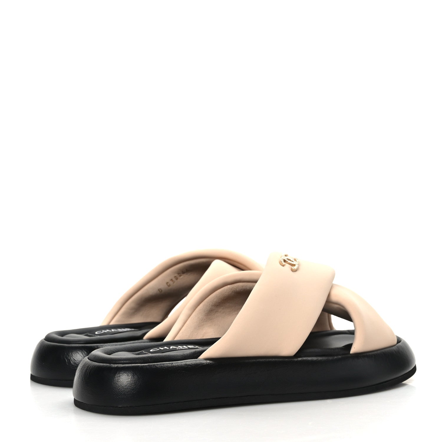 Chanel Fabric CC Mules Sandals 38 Light Beige 4 of 8