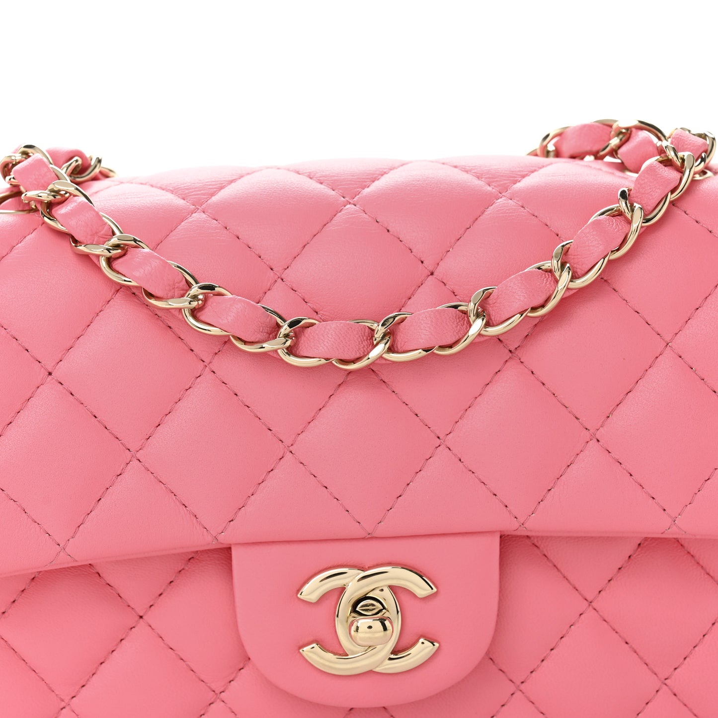 Lambskin Quilted Mini Rectangular Flap Pink