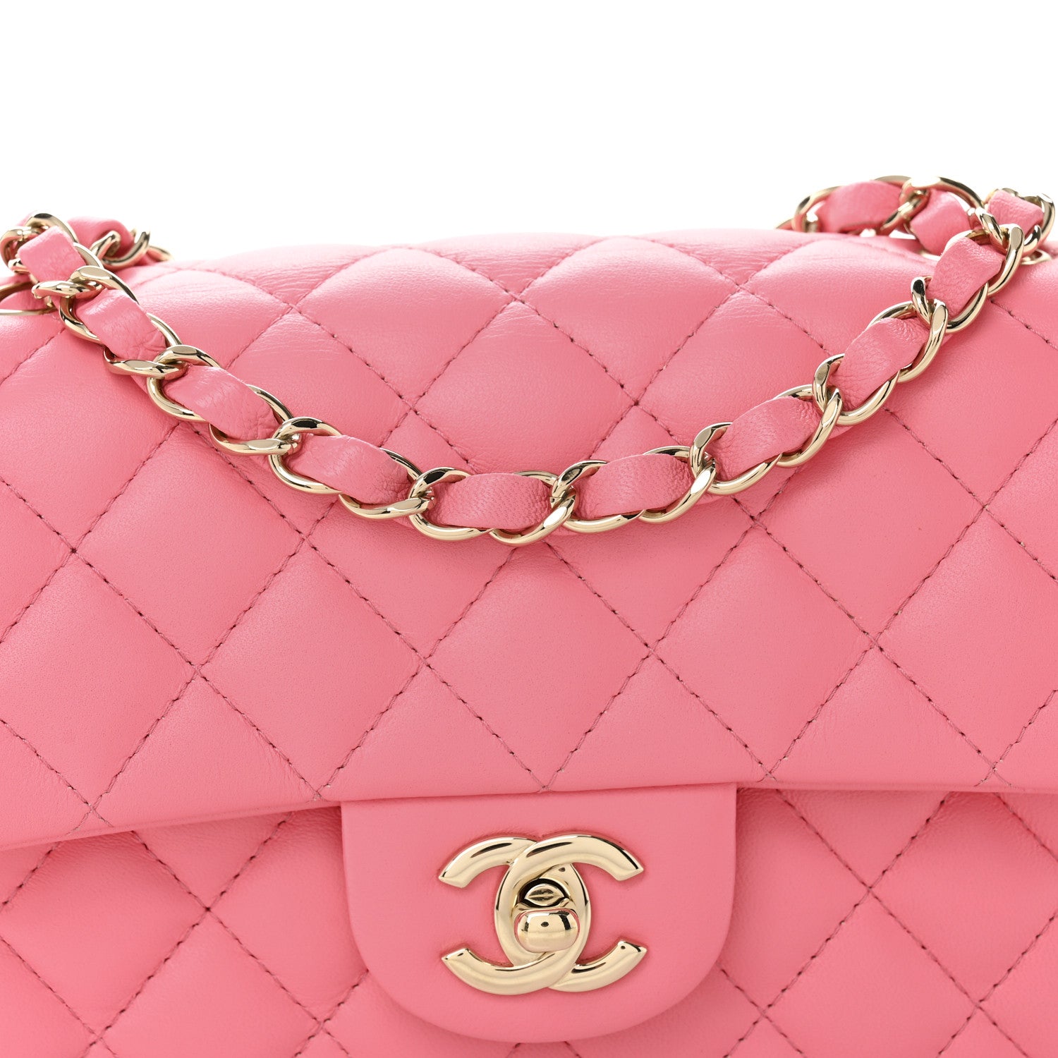 Chanel Lambskin Quilted Mini Rectangular Flap Pink 8 of 11