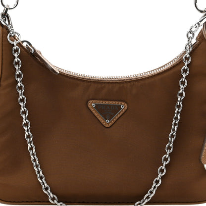 Prada Tessuto Nylon Saffiano Re-Edition 2005 Shoulder Bag Cacao 7 of 11