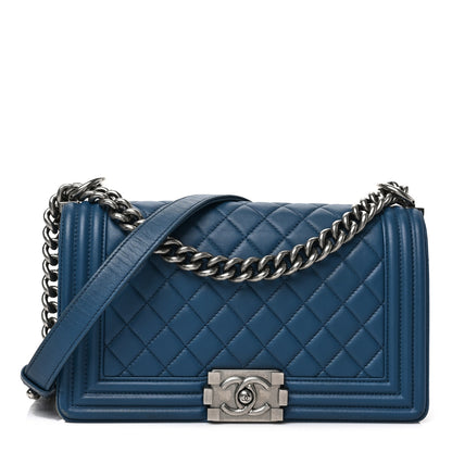 Chanel Lambskin Quilted Medium Boy Flap Blue 1 of 9