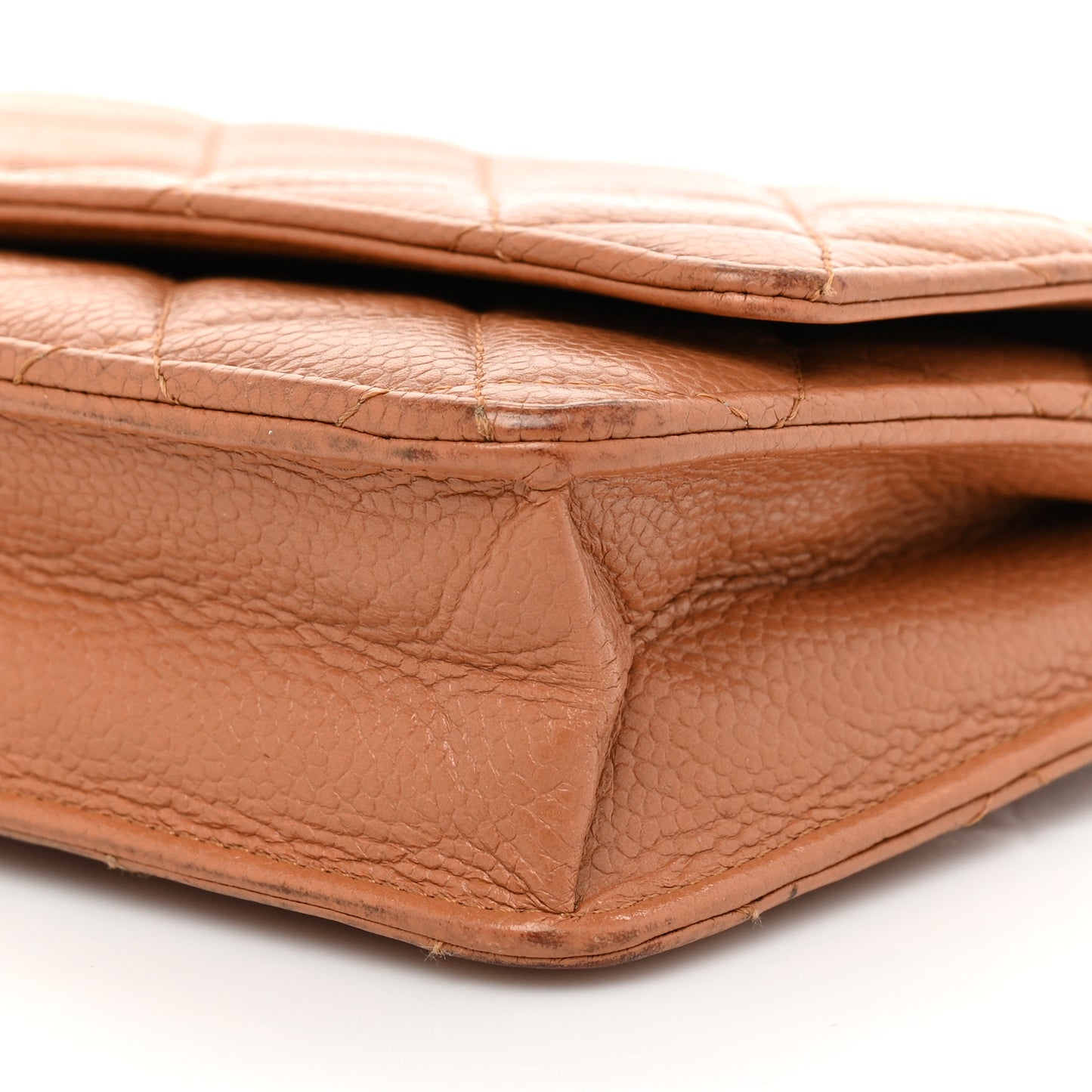 Caviar Quilted Wallet On Chain WOC Light Brown