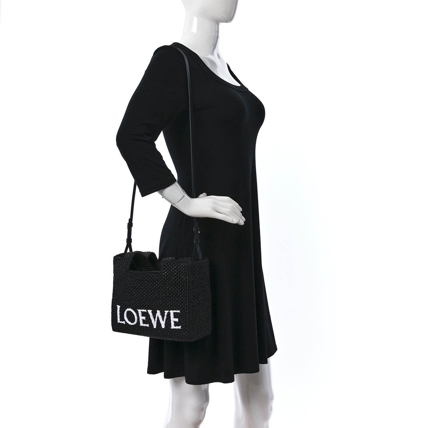 Loewe Raffia Small Paula's Ibiza Logo Tote Black White 2 of 8