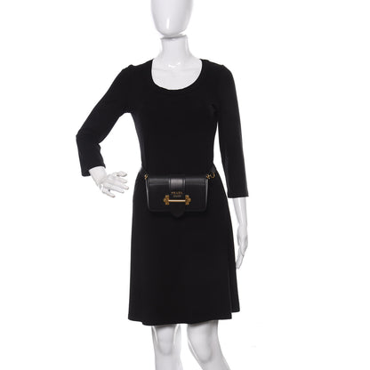 Prada Saffiano City Calf Cahier Belt Bag Black 2 of 9
