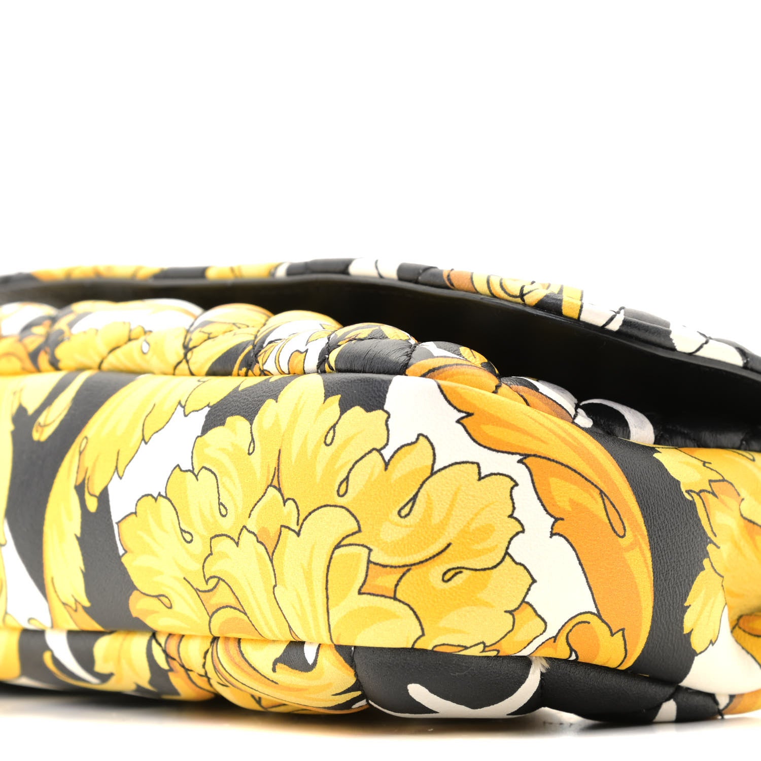 Versace Nappa Baroque Print Quilted Trapuntata Tribute Wallet Chain Crossbody Gold Black 8 of 10