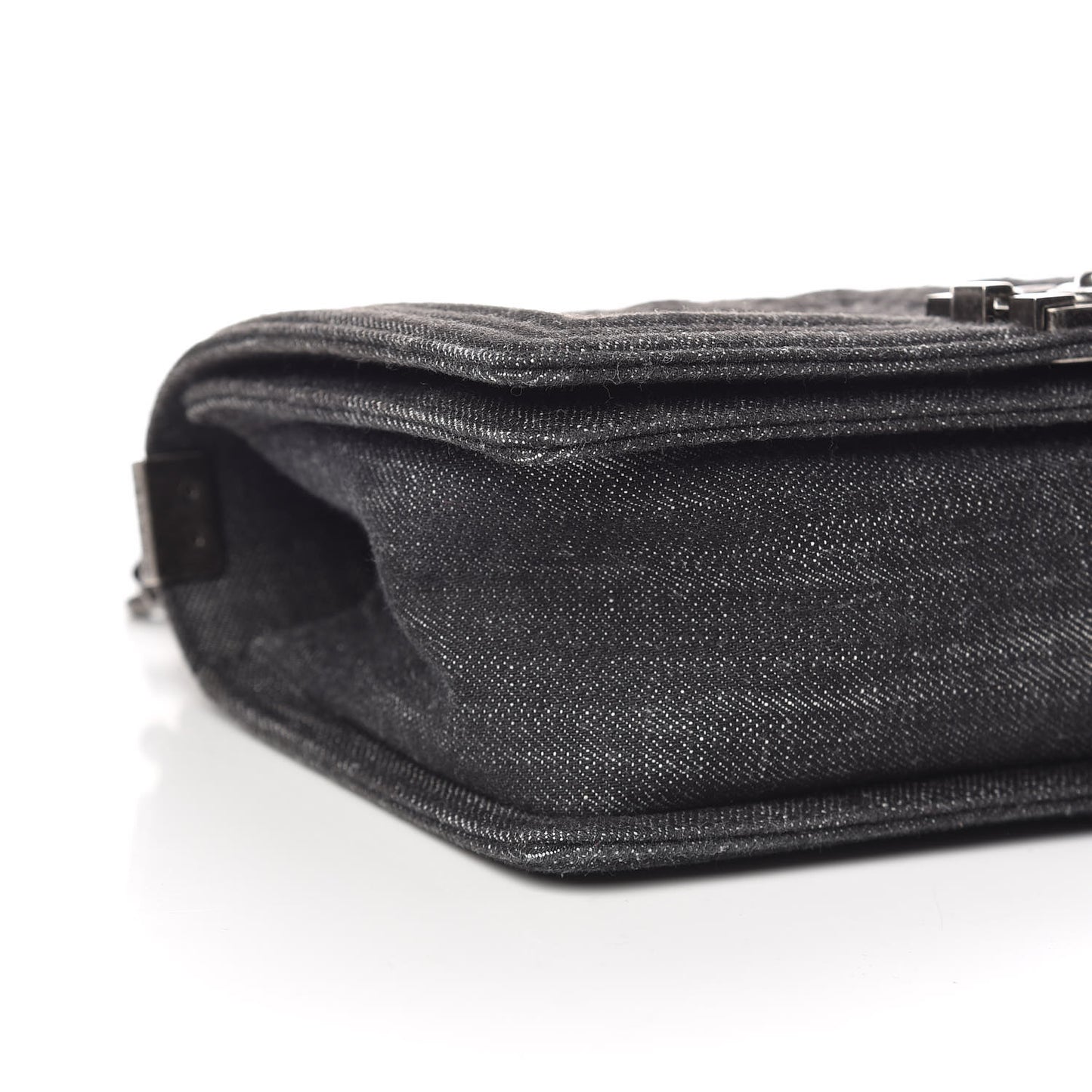 Denim Quilted Medium Boy Flap Black