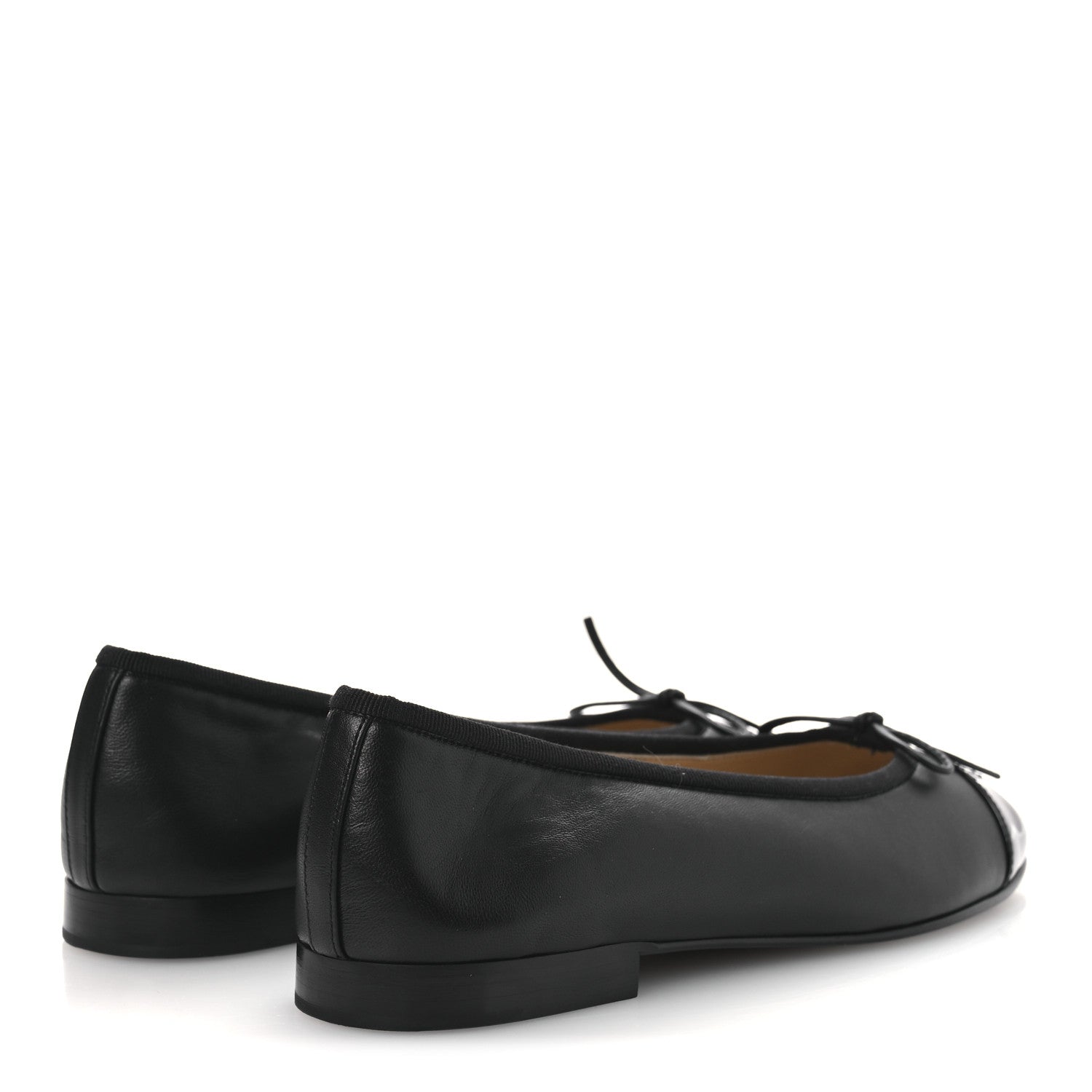 Chanel Lambskin Patent Cap Toe Ballerina Flats 38 Black 5 of 11