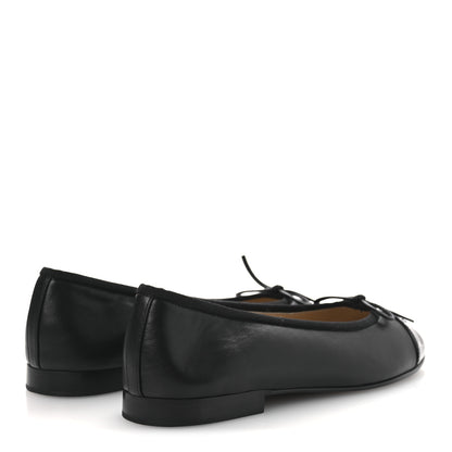 Chanel Lambskin Patent Cap Toe Ballerina Flats 38 Black 5 of 11
