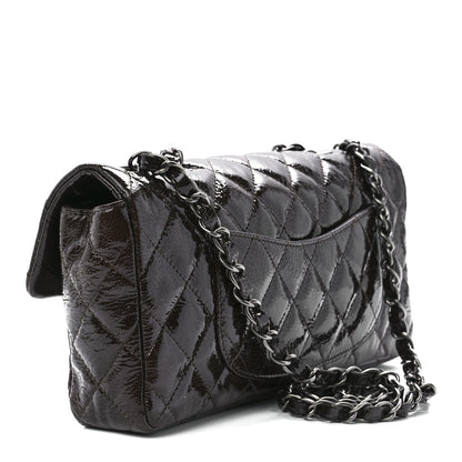 Chanel Crinkled Patent Quilted East West Flap Brown 3 of 12