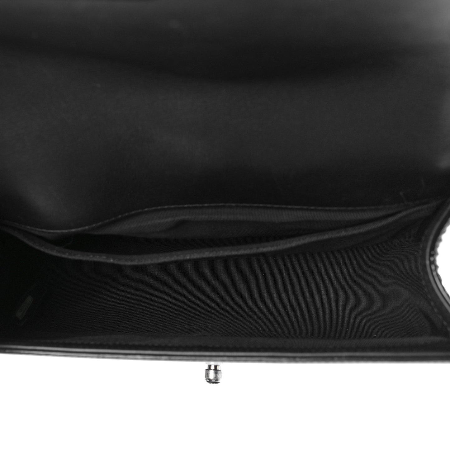 Patent Calfskin Quilted Medium Plexiglass Boy Flap Black