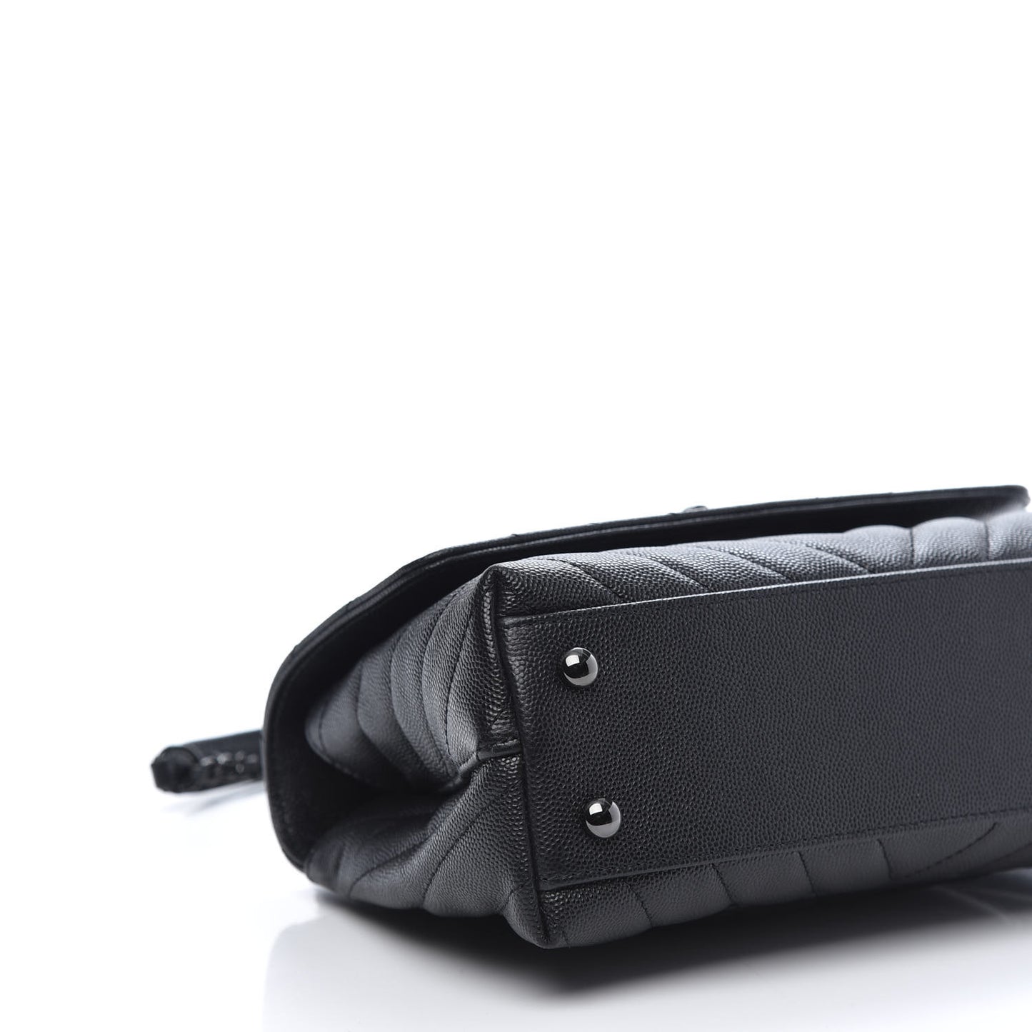 Caviar Chevron Quilted Mini Coco Handle Flap So Black