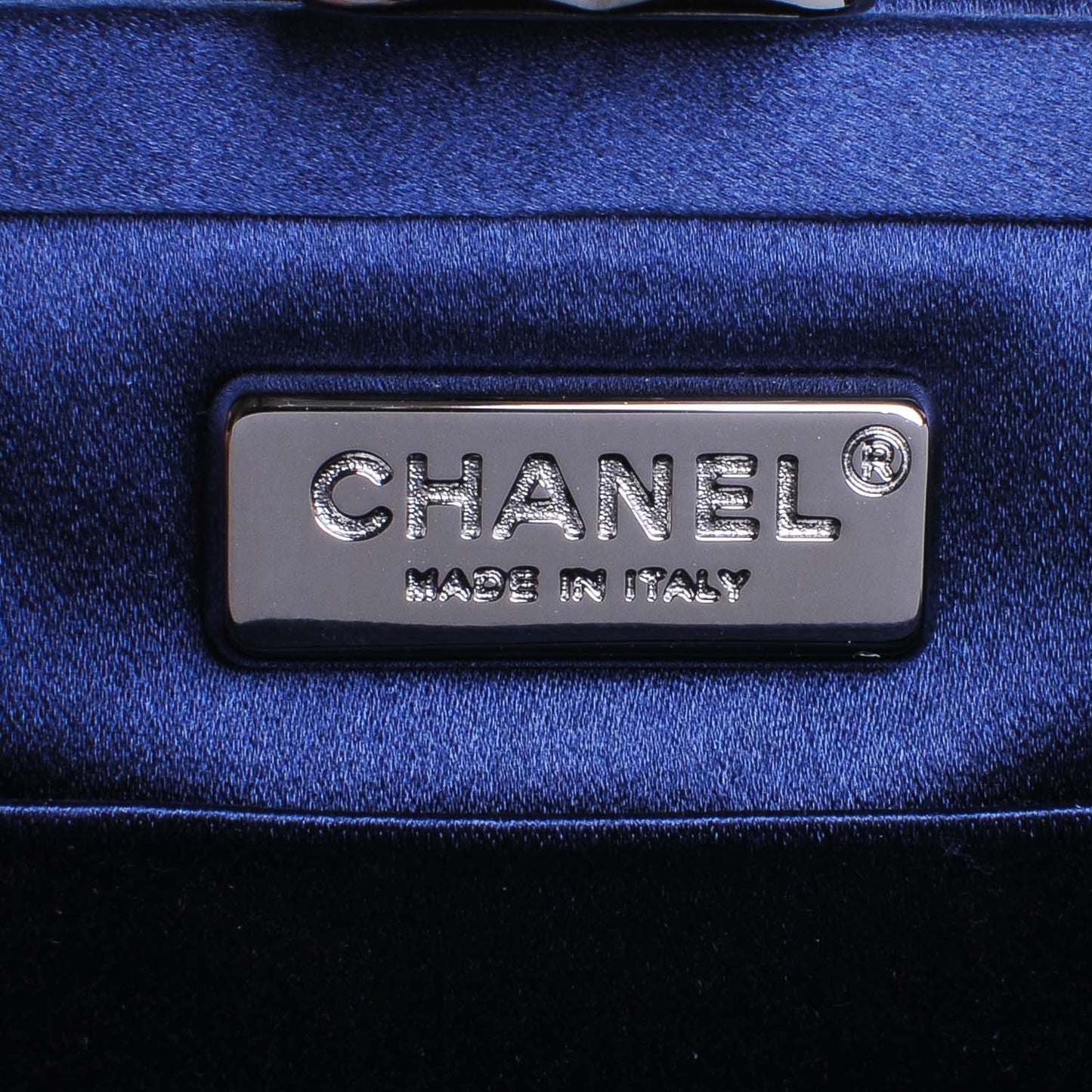 Satin Quilted Clutch Blue