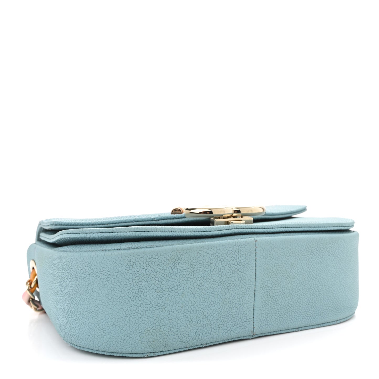 Grained Calfskin Quilted Small Cuba Top Handle Flap Blue