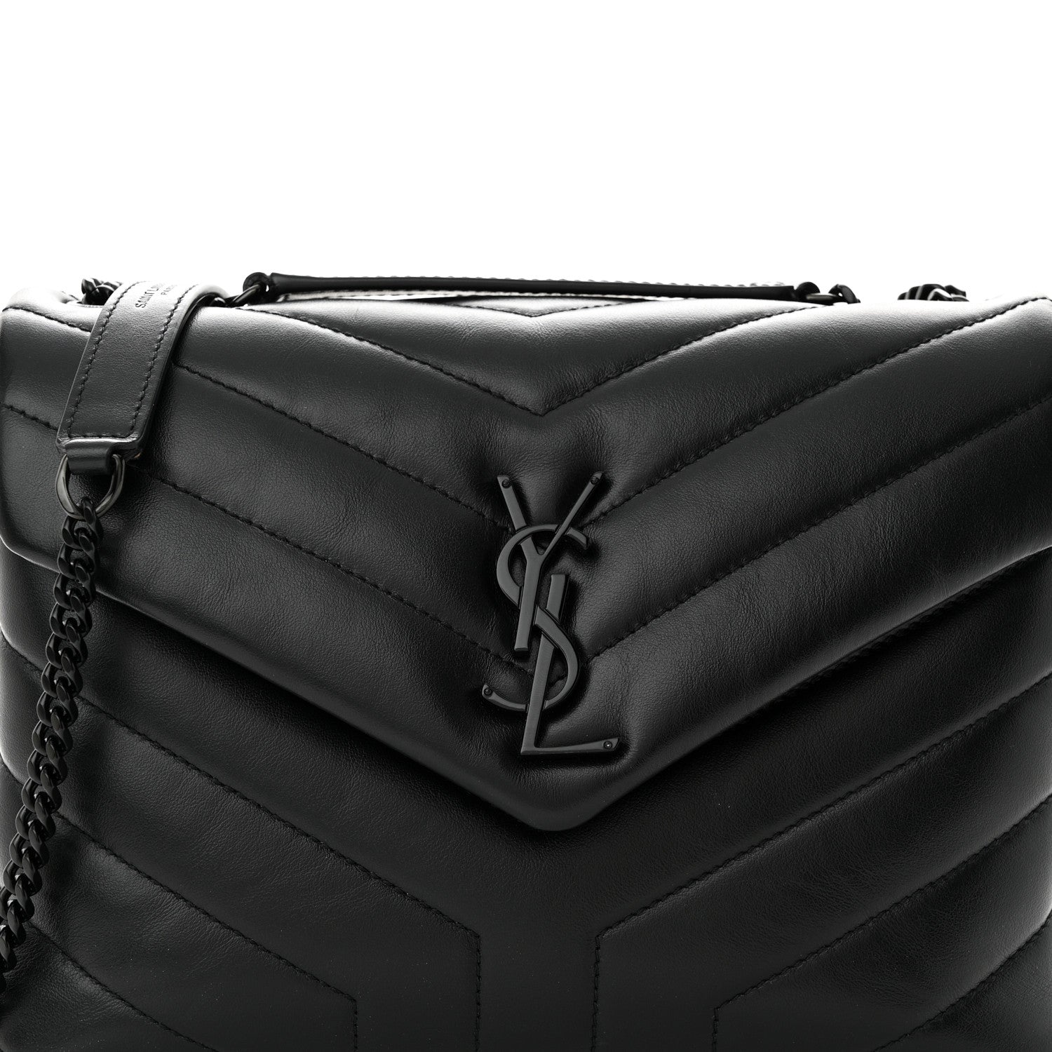 Saint Laurent Calfskin Y Quilted Monogram Monochrome Small Loulou Chain Satchel Black 8 of 10