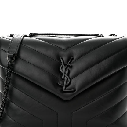 Saint Laurent Calfskin Y Quilted Monogram Monochrome Small Loulou Chain Satchel Black 8 of 10