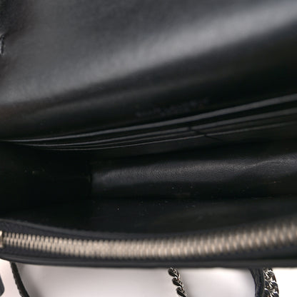Saint Laurent Calfskin Crocodile Embossed Monogram Sunset Top Handle Chain Wallet Black 10 of 10