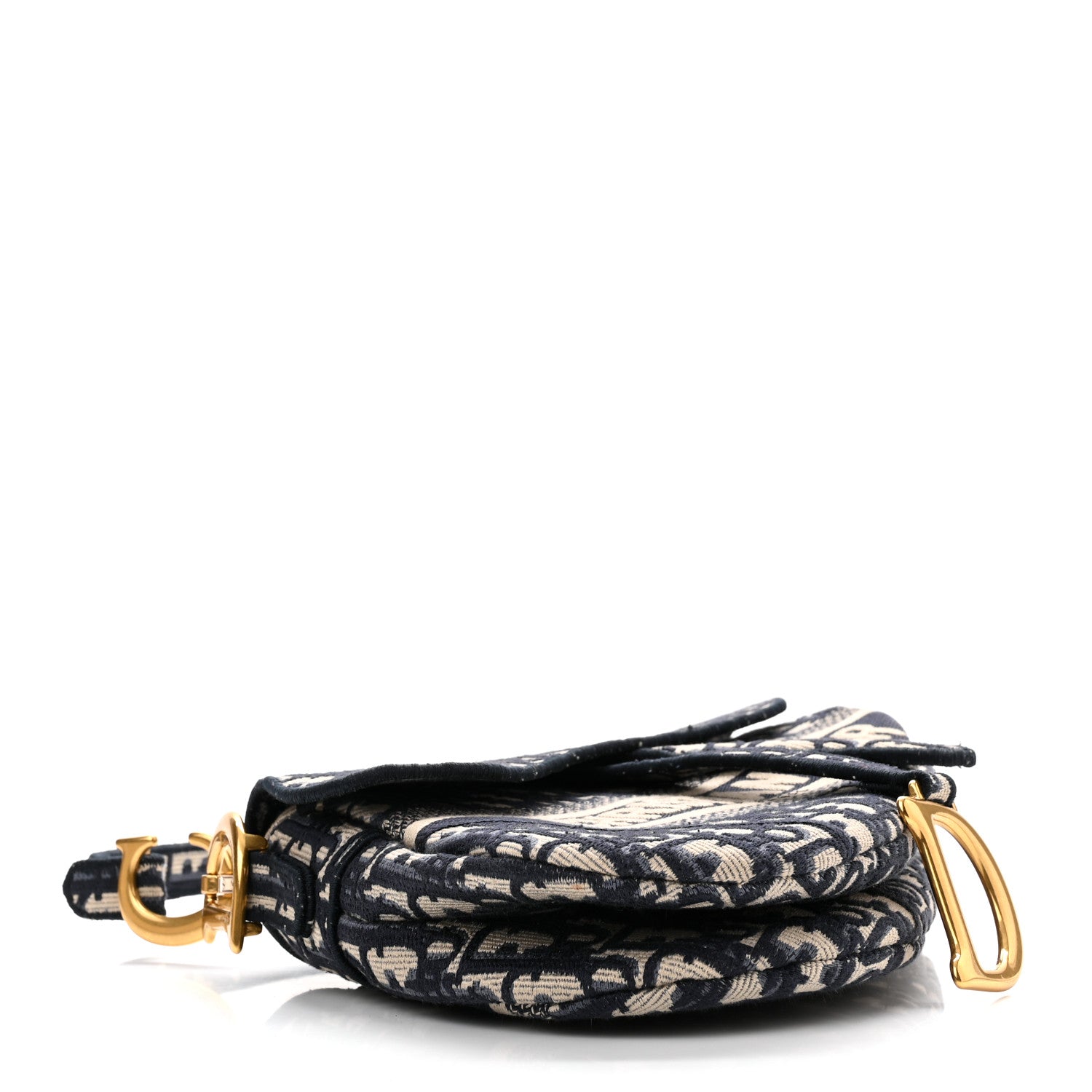 Christian Dior Oblique Embroidered Saddle Bag Blue 4 of 10