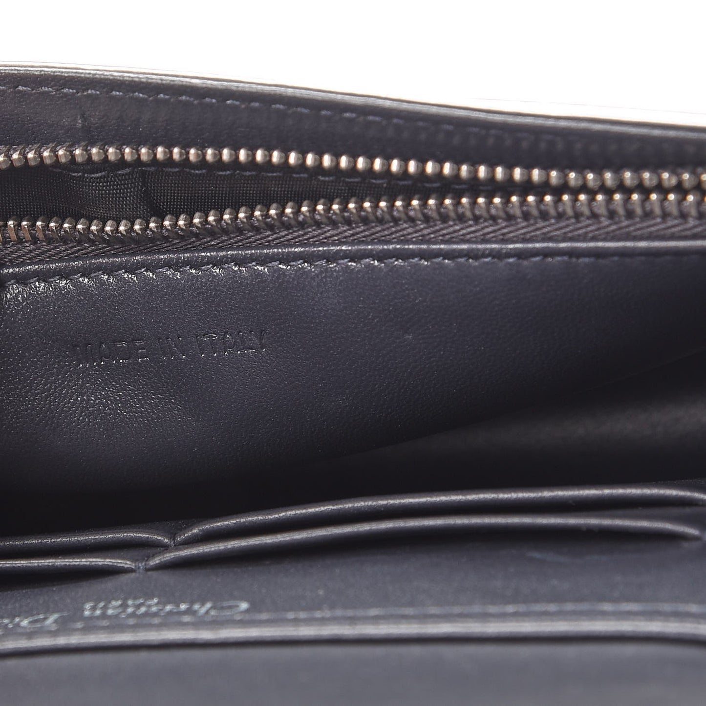 Metallic Patent Micro-Cannage Diorama Wallet on Chain Pouch Silver