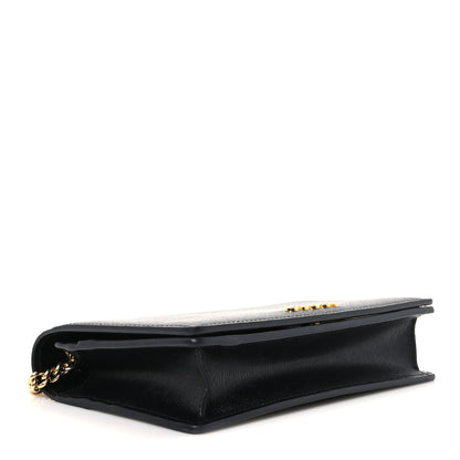 Gucci Textured Calfskin Script Logo Wallet On Chain Black 4 of 11
